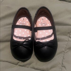 wonder nation Black Girls' Mary Jane Dress Shoes with Pink Polka-Dot Insole